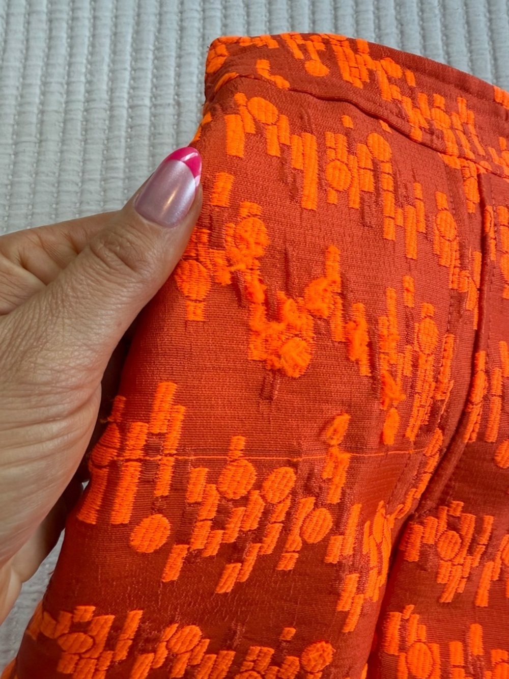 Essentiel Antwerp Full A-Line Orange Jacquard Maximalism Designer Skirt - Picture 8 of 10